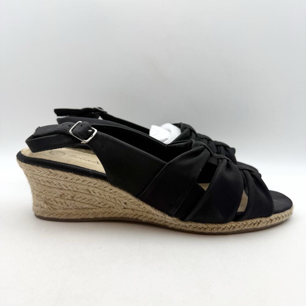 Bella Vita Black Knotted Slingback Espadrille Wedge Sandals - Picture 3 of 14